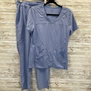 Scrubstar Scrub Set Womens S Top & XS Pants Blue Work Uniform V-Neck Healthcare